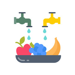 Wash Fruits Flat Icons, Vector illustration