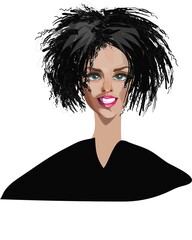 portrait of a smiling  woman with black hair