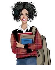 Smiling schoolgirl with books