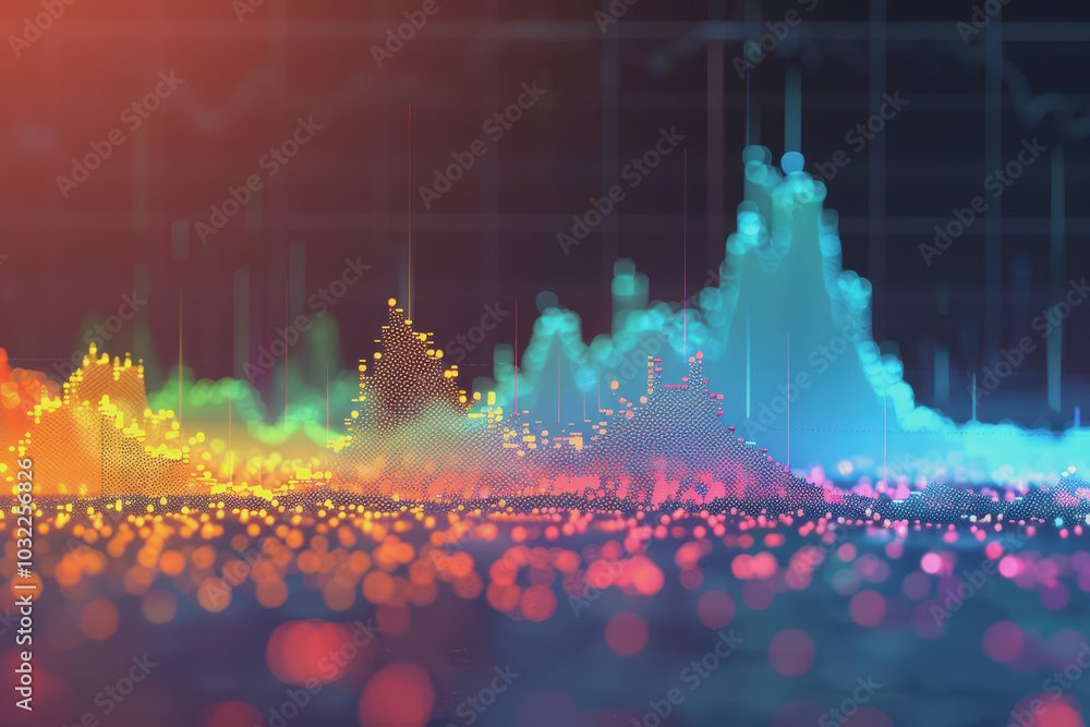 Wall mural stock prices vs trading volume scatter plot, strong positive correlation, investor interest rise.