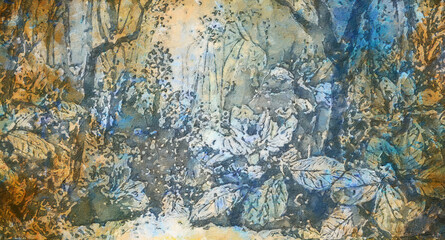 Oil Paint illustration natural forest landscape evokes a peaceful and harmonious feeling, perfect for those seeking connection with the environment