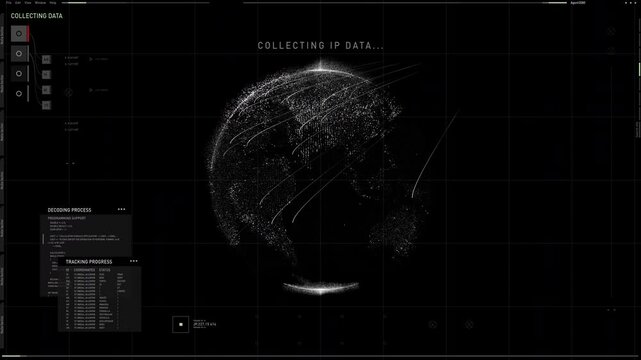 International Security Agency Collects IP Data To Find Position Of Criminal. International Tracking On World Map. Technology Of Security Agency. International Security Surveillance. Secret Spy Agency
