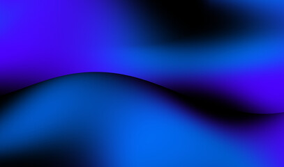 Soft flowing waves in shades of blue and purple create a calming abstract background, suitable for digital designs or artistic projects. Blue and black gradient blur abstract pattern background.