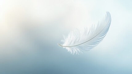 Obraz premium A single, delicate feather slowly drifting down through the air.