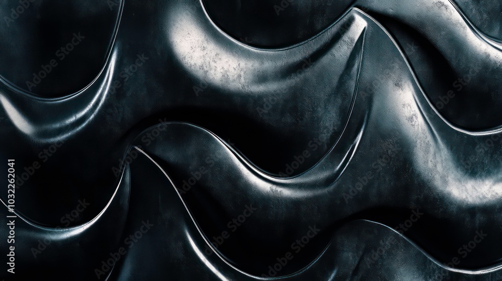 Poster abstract dark metallic background with wavy pattern.