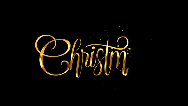 Merry Christmas Handwritten Animated Text in gold and silver Color, lettering with alpha or transparent background, for banner, social media feed wallpaper stories sale