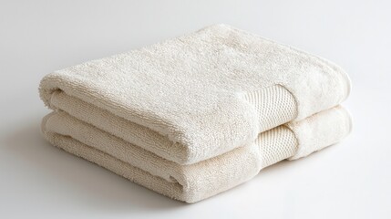 Folded cotton bathroom towel on a clean white background, mockup design template