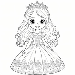 Fototapeta premium cute little princess coloring book page