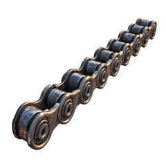 Metal chain link on a white isolated background, transparent background