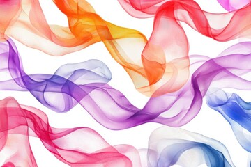 Fototapeta premium A vibrant, flowing abstract design featuring colorful, translucent fabric ribbons creating a sense of motion and elegance.