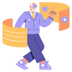 Older Businessman. Flat Vector Illustration