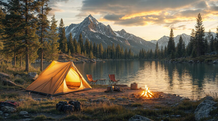 Camping near the lake
