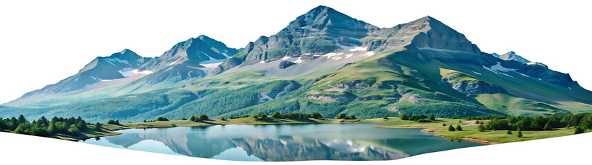 Picturesque mountain landscape, cut out on white background.AI GENERATED