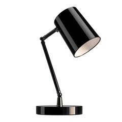 Black desk lamp with adjustable arm, stylish design, modern office lighting., transparent background