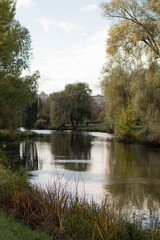 autumn on the river bank. Ukraine Kyiv Park
