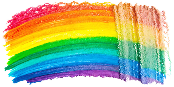 rainbow colored drawn colorful scribble wax pastel isolated on white background.AI GENERATED