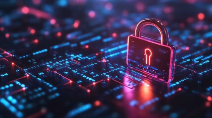 A glowing padlock rests on a circuit board, symbolizing digital security.