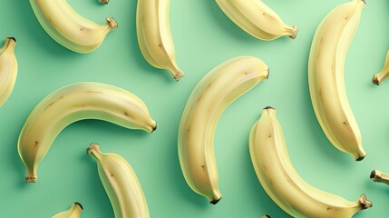 Banana fruit pattern seamless on green background