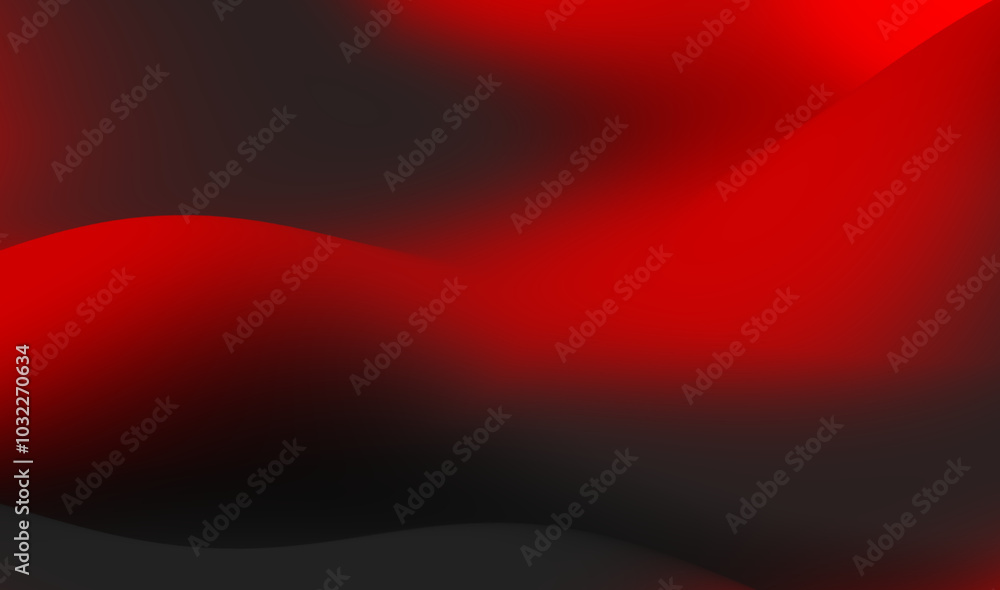 Poster abstract red and black wave pattern showcasing smooth gradients and dynamic shapes in a bold artisti