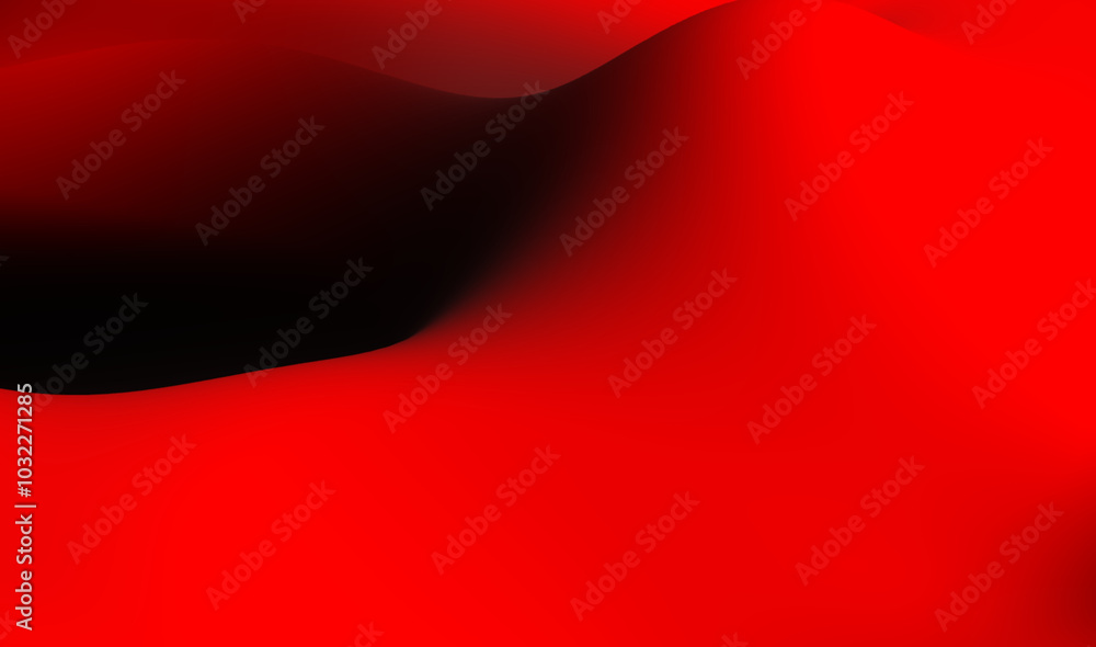 Poster abstract red and black wave pattern showcasing smooth gradients and dynamic shapes in a bold artisti