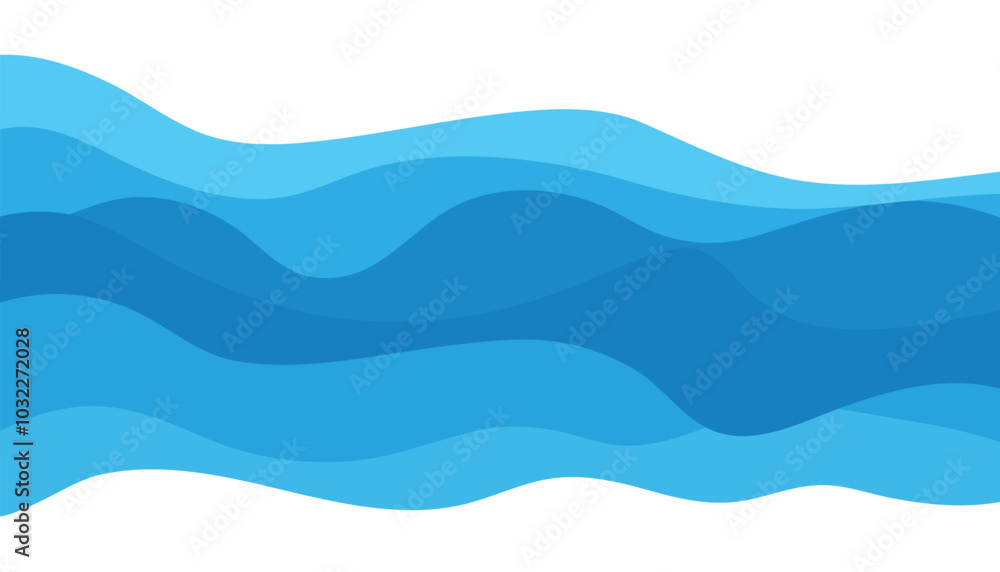Poster sea beach. abstract blue wave on white background vector illustration. abstract water wave. blue col