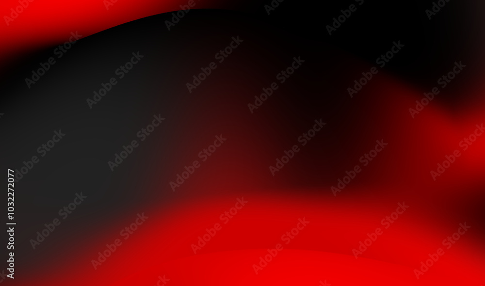 Poster abstract red and black wave pattern showcasing smooth gradients and dynamic shapes in a bold artisti
