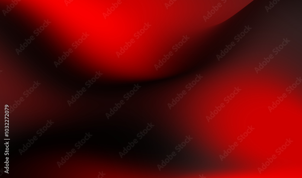 Poster abstract red and black wave pattern showcasing smooth gradients and dynamic shapes in a bold artisti