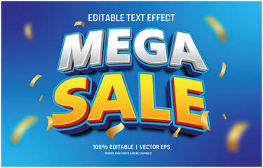 editable mega sale vector 3d text effect with modern style design