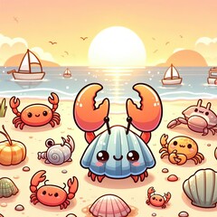 Cartoon vector illustration of a smiling child enjoying a hamburger, a funny design for a holiday food poster