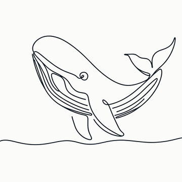 recommend clip art: Whale jumping line art illustration