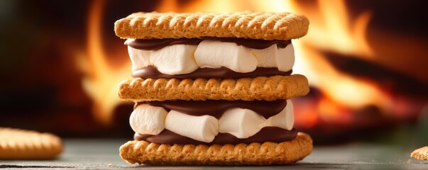 Delicious s'mores made with graham crackers, chocolate, and marshmallows, perfect for camping treats.