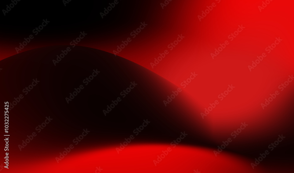 Poster abstract red and black wave pattern showcasing smooth gradients and dynamic shapes in a bold artisti