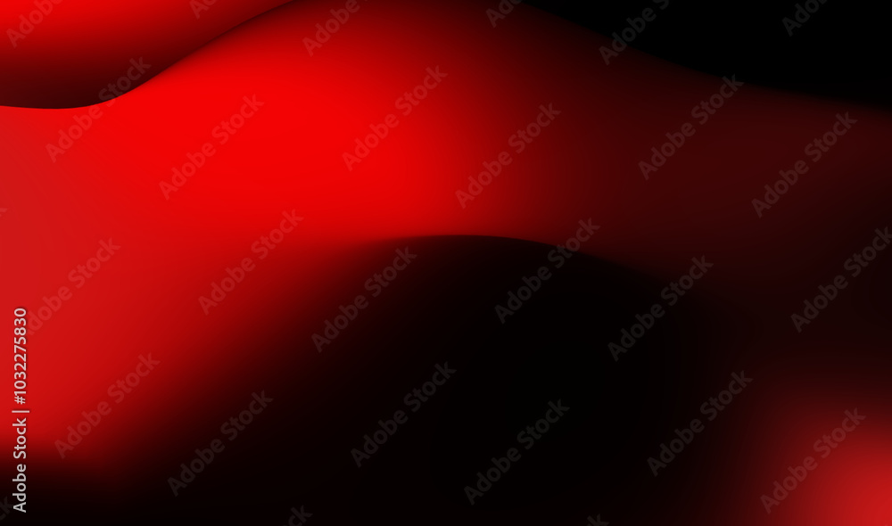 Poster abstract red and black wave pattern showcasing smooth gradients and dynamic shapes in a bold artisti