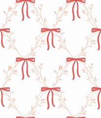 seamless pattern with bows. ribbon red bows. Print with festive ribbon bows. Gift wrapping, wrapping paper, background, wallpaper.