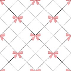 seamless pattern with bows. ribbon pink bows. Print with festive ribbon bows. Gift wrapping, wrapping paper, background, wallpaper.