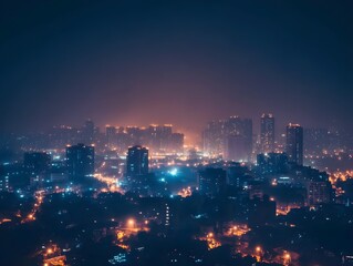 Obraz premium Urban Nightscape with Vibrant City Lights
