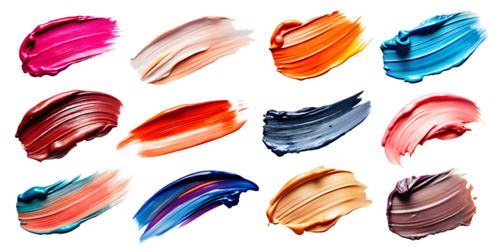 set of paint smeart brush stroke, isolated on white background.AI GENERATED