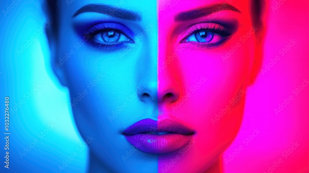 Aufkleber exploring the duality of light and color through the artistic representation of gender in portrait p