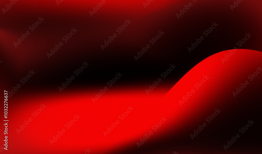 Poster abstract red and black wave pattern showcasing smooth gradients and dynamic shapes in a bold artisti