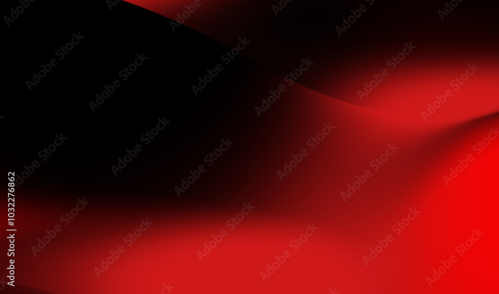 Poster abstract red and black wave pattern showcasing smooth gradients and dynamic shapes in a bold artisti