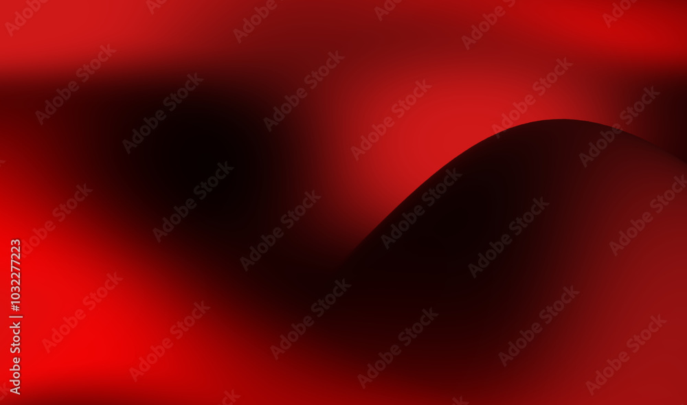 Poster abstract red and black wave pattern showcasing smooth gradients and dynamic shapes in a bold artisti