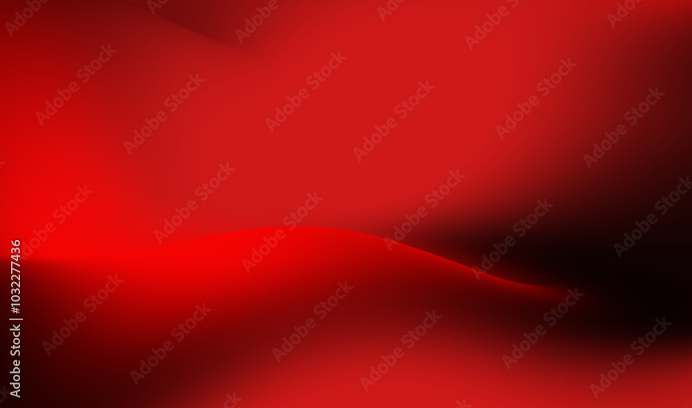 Poster abstract red and black wave pattern showcasing smooth gradients and dynamic shapes in a bold artisti