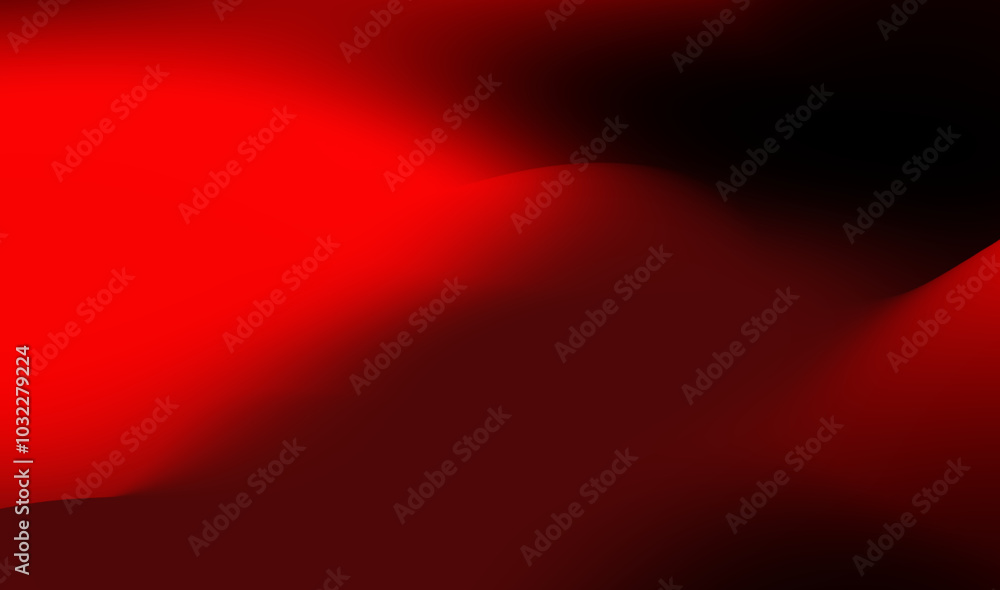 Poster abstract red and black wave pattern showcasing smooth gradients and dynamic shapes in a bold artisti