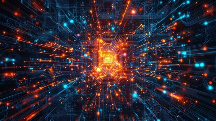 Fototapeta premium Vibrant Digital Circuit Technology Wallpaper