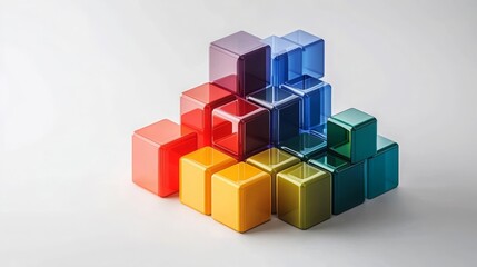 Obraz premium Colorful D Cubes Abstract Geometric Design