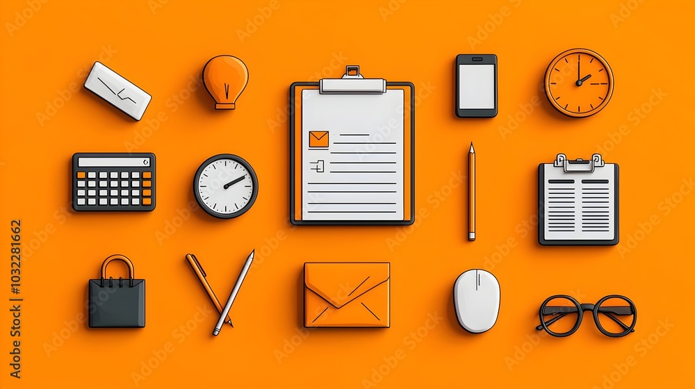 Leinwandbilder Comprehensive thin line icon set illustrating the essential elements of productivity focused service deadline management performance tracking and other key business technology themes