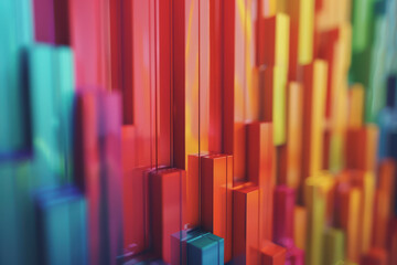 Bold and colorful bar graph, minimalist style, side view, clear and vibrant visual representation.