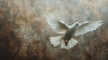 Obraz premium A close-up view of a white dove, showcasing its delicate features and soft plumage.