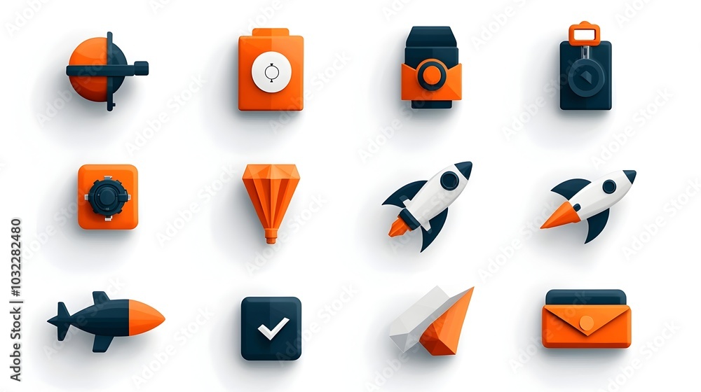 Poster Minimalist Icon Set Focused on Streamlining Processes Enhancing Service Efficiency and Driving Performance Growth within a Digital Business Environment