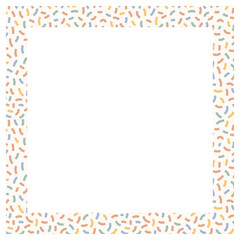 Frame with with freehand doodles. Background for trendy design with basic shapes.